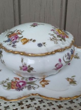 Bonbonnière et son plateau Porcelaine de Limoges Fin XIXe /1