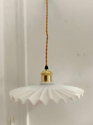 Suspension vintage en opaline gaufrée 