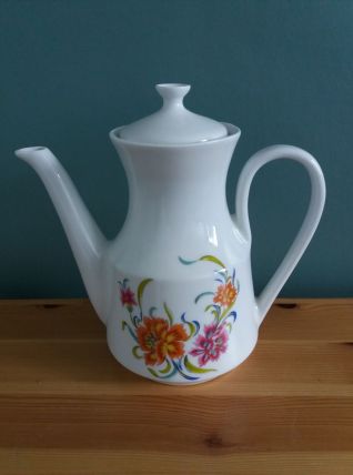 Cafetière théière en porcelaine décor floral 