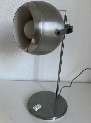 Lampe vintage 1960 de table eyeball acier brossé Aluminor - 