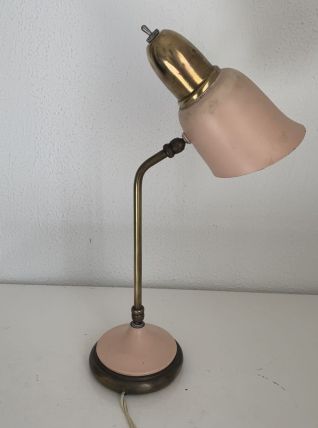 Lampe vintage 1950 style cocotte rose dorée - 43 cm