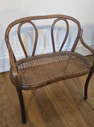 Petit Banc Poupée Thonet Ancien Cannage