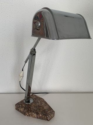 Lampe vintage 1930 Fare artisanat Français marbre rose  - 45