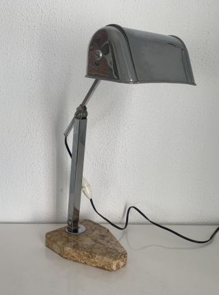 Lampe vintage 1930 Fare artisanat Français marbre sable - 45