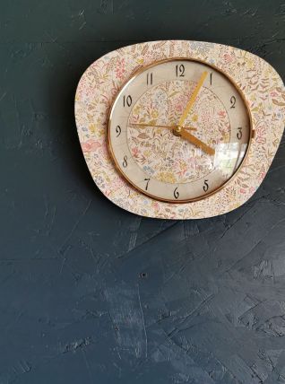 Horloge vintage pendule murale silencieuse années 60 Fleurs