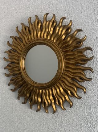 Miroir vintage 1960 soleil or sorcière - 47 cm