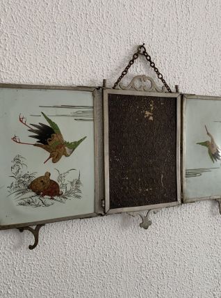 Miroir vintage 1900 triptyque barbier coiffeuse oiseaux - 29