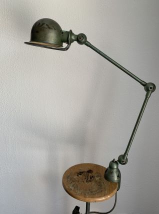 Lampe vintage 1960 Jielde 2 bras verte d'origine - 100 cm