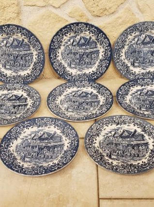 10 assiettes bleues anglaises 17th Century England