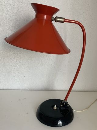 Lampe vintage 1960 bureau diabolo rouge cardinal - 45 cm