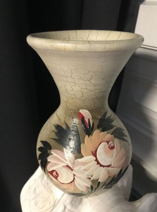 Vase trompette décor floral