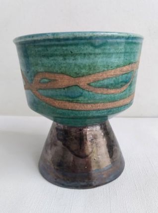 Poterie grande coupe en raku. Artisanat français. 