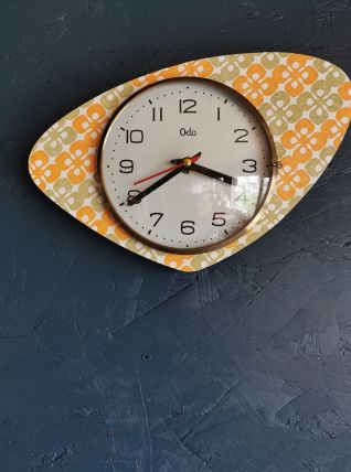 Horloge vintage pendule murale silencieuse Odo orange vert