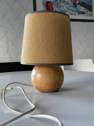 Lampe boule en bois 