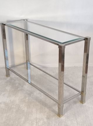 Magnifique  console  argent et or 1970’s Pierre Vandel  