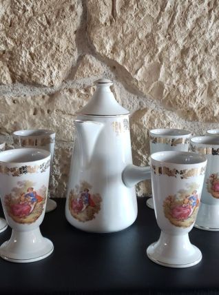 Service chocolatière + 8 mazagrans porcelaine 