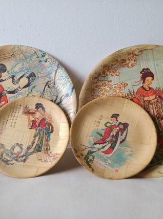 Assiettes asiatiques décoratives bambou 