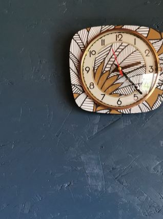 Horloge vintage pendule murale silencieuse Noir blanc doré