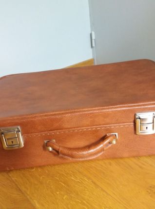 Valise vintage skaï simili cuir 59x39x16