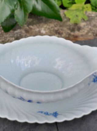 HAVILAND Limoges porcelaine saucière décor cerisier bleu