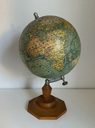 Globe vintage 1930 terrestre  Forest bois Girard Barrère - 4