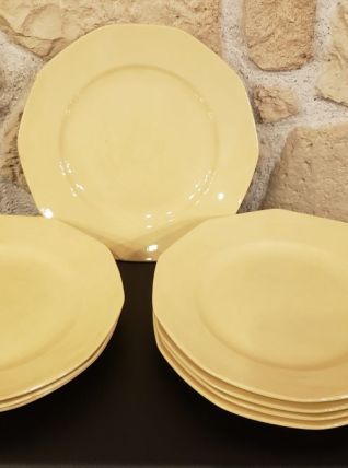 8 assiettes plates ivoire décagonales Villeroy et Boch 