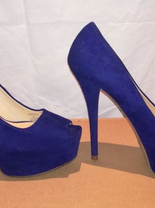 98B* ZARA sexy escarpins bleus peep toe (37)