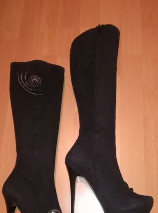 79A* Quasi Mode - sexy bottes luxe noires tout cuir+diams (3