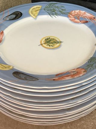 Assiettes à poisson porcelaine Gien x12 