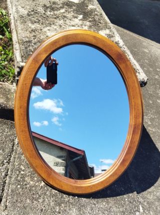 Miroir ovale en chêne 