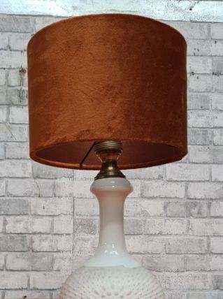 lampe ceramique 1960  a 70 avec abat jour velours ,  tres be