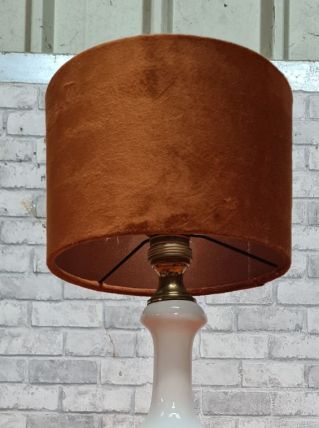 lampe ceramique 1960  a 70 avec abat jour velours ,  tres be