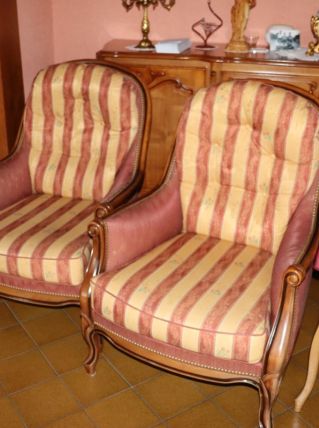 2 fauteuils bergères style louis xv