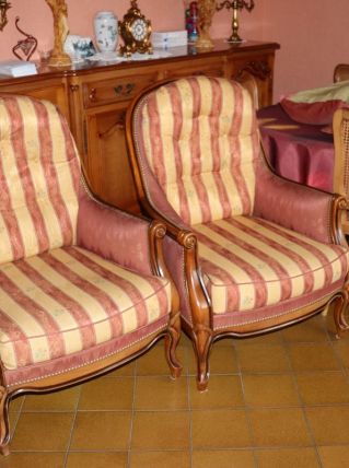 2 fauteuils bergères style louis xv