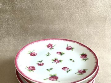 6 assiettes g teau Bernardaud mod le aux roses