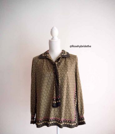 Blouse lavallière psychédélique hippie vintage 60's 70's