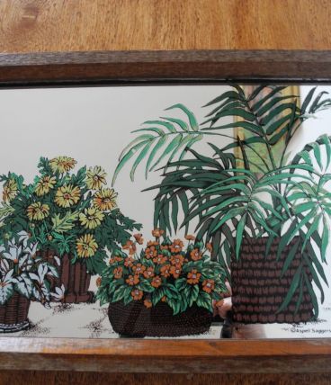 Miroir déco Kitsch Vintage 70'S décor plantes et fleurs