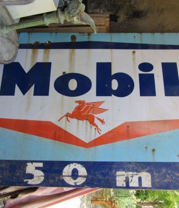 Grande plaque émaillée MOBIL pour garage, déco, industriel, 