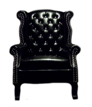 Fauteuil Chesterfield Vintage aspect Cuir noir