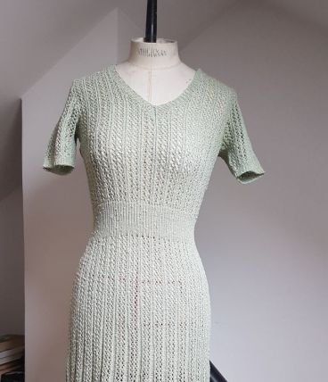 robe en crochet vintage vert pale 