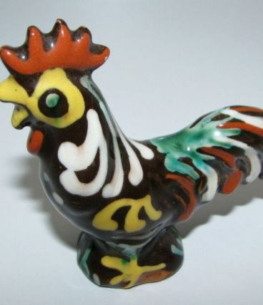 coq coloré en céramique 7cm