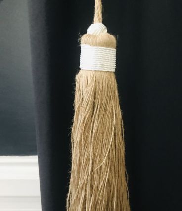 Pompon Tarbouche grand modèle jute blanc