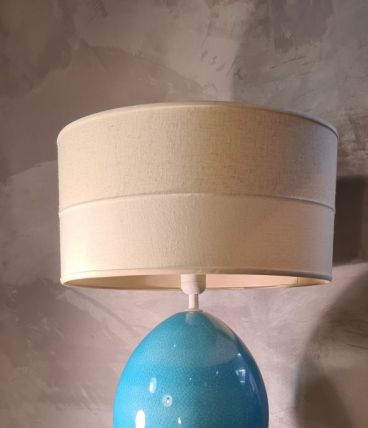 grande lampe de salon en ceram bleu tuquoise craquelé  1970 