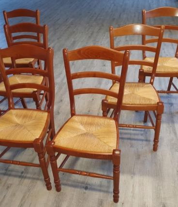 Lot de 6 chaises bois rustiques