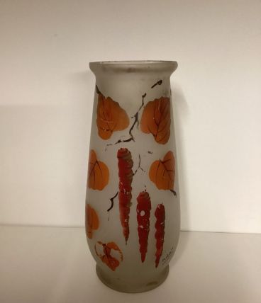 Grand vase 1930 signé Adat,vintage ,orange 