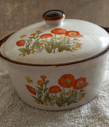 vintage pot petite marmite cassolette avec couvercle grès ém