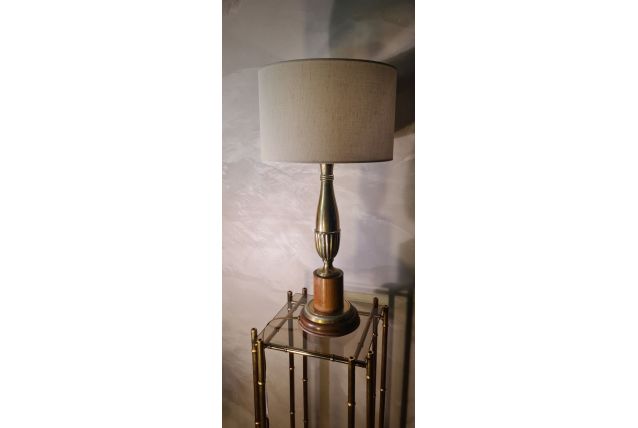 tres grande lampe classic de luxe bronze et bois 4kg 57x28 a