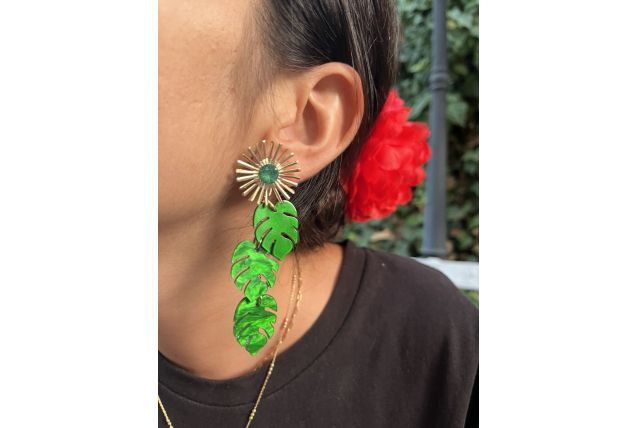 Boucles d'oreille Feuilles tropicales