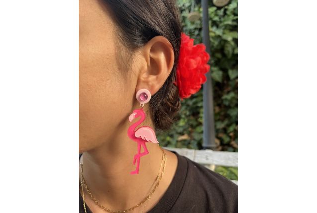 Boucles d'oreille Flamant