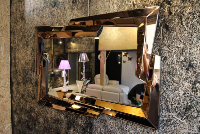 FLASH - Miroir verre couleur cuivre forme eclair